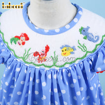 Lovely mermaid hand smocked girl bishop dress - DR3752