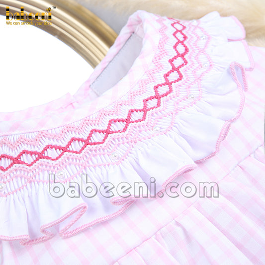 Geometric ruffle baby smocked girl bubble - DR 3304