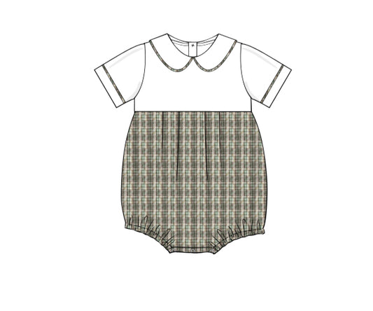 XB23-white, teal plaid seersucker