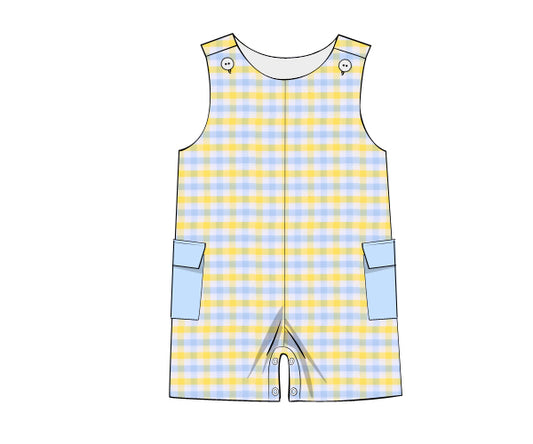 M64 -Yellow & BabyBlue plaid fabric