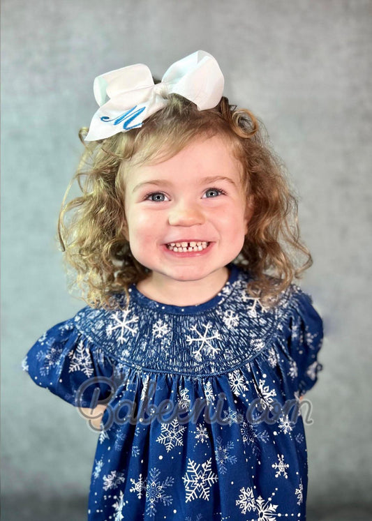 snowflakes smocked dress