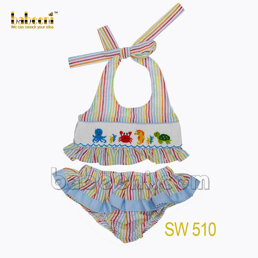 Sea animal hand smocked bikini -  SW 510