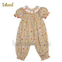 Adorable baby girl smocked yellow tiny flowers bubble- DR 3067