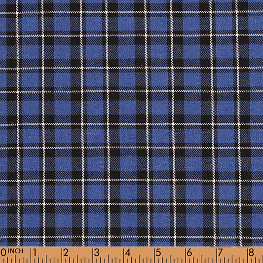 T09- Navy, Black, White Tartan Fabric