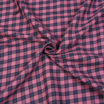 T47-Pink and black check tartan fabric