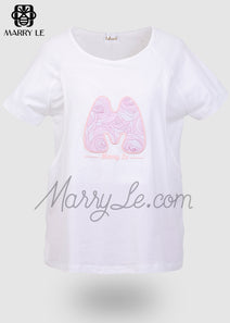 LETTER GRAPHIC ROSES PRINT APPLIQUE NURSING TSHIRT - MD523