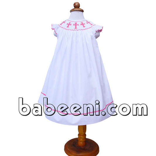 White smocked bishop dress for Easter - DR 2220