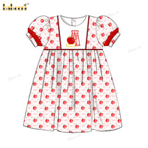 Girl Dress With Red Apple Embroidered - DR3938