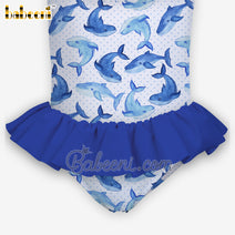 Dolphin printed girl rash guard swimwear - SW 592