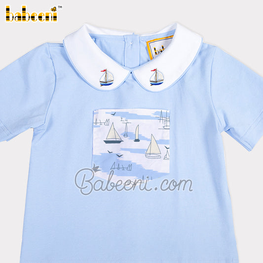 Sailboat printed boy set clothing – BC 1003