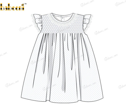 Honeycomb Smocking Dress In White For Girl - DR3575