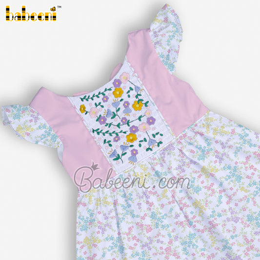 Colorful flower embroidery floral dress - DR 3404