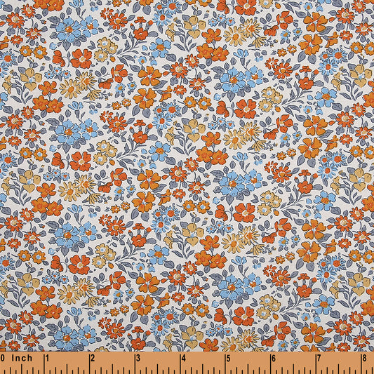 F212- Hawaiian sunset, Alaskan blue floral fabric printing in 4.0