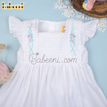 Pure flower embroidered pintuck white dress - DR 2987