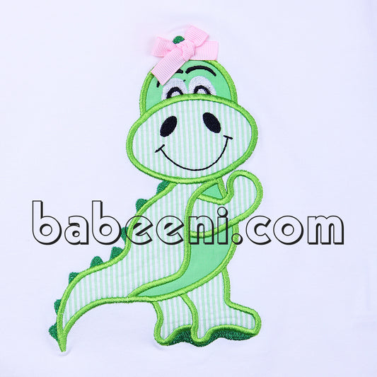 Cute dinosaur applique outfit for little girls - DR 2214