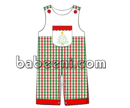 Cute Christmas tree shadow embroidery longall - BC 747