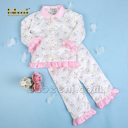 Rocking horse girl silk satin pajama - PJ 51