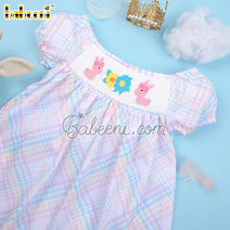 Lovely rabbit hand smocked girl dress – DR 3520