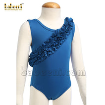 Plain aqua rash guard swimwear for little girls -SW 529