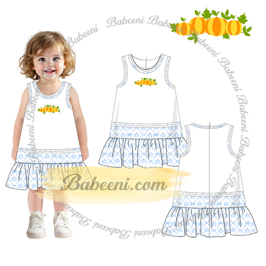 Hand-Embroidered Sleeveless Ruffle Dress – DR4390