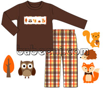 Nice fall winter smocked outfit for boys - BC 716