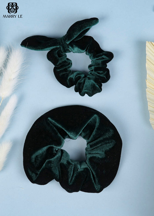 DARK GREEN VELVET SCRUNCHIES - MD353