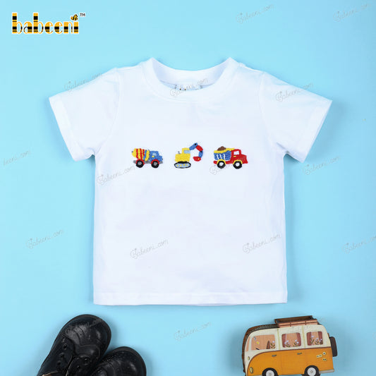 Crochet Embroidery 2 Piece Trucks Caro Short For Boy - BC1102