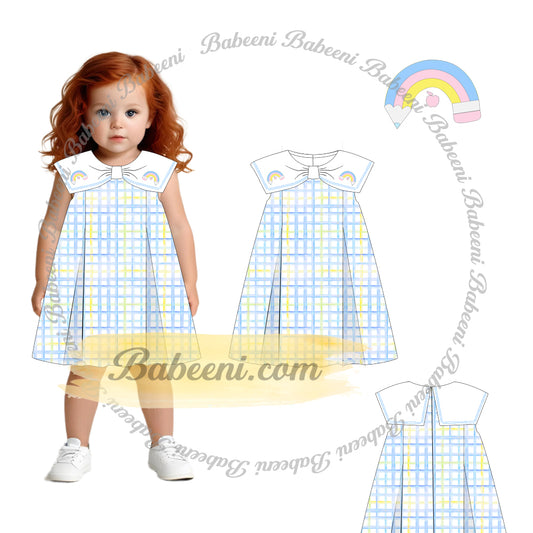 Rainbow Bow Collar A-Line Dress - DR4235