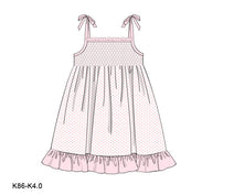 Honeycomb Smocking 2 String Dress In Pink For Girl - DR3588