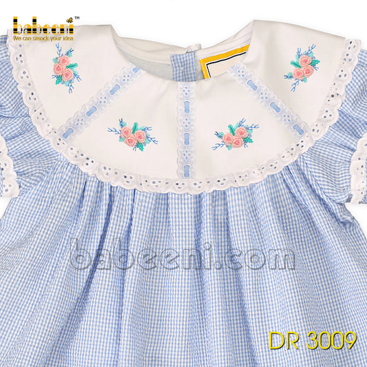 Pretty little girl hand embroidered roses dress- DR 3009