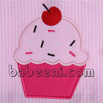 Light pink cupcake applique girl bubble - DR 2170