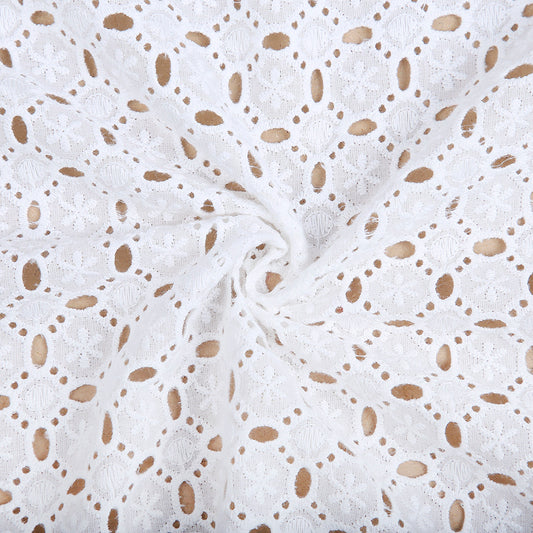 LE05- Lemon floral white Embroidery fabric