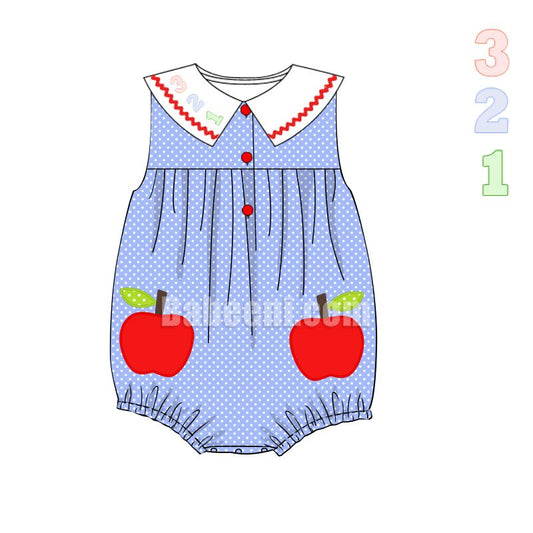 Apple applique bubble for baby girls - DR 2740