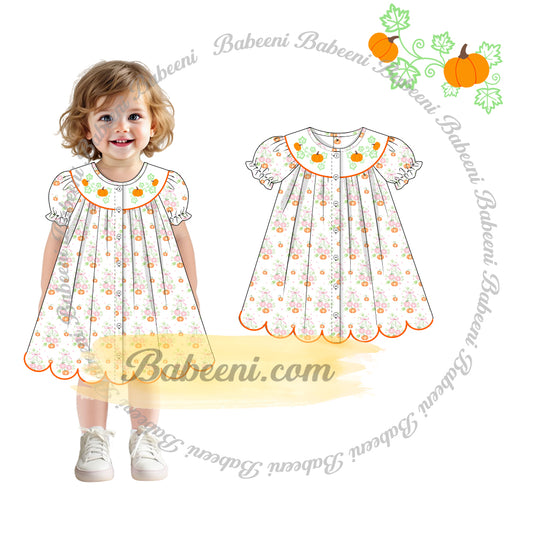 Smocked Corduroy Pumpkin Dress – DR4393