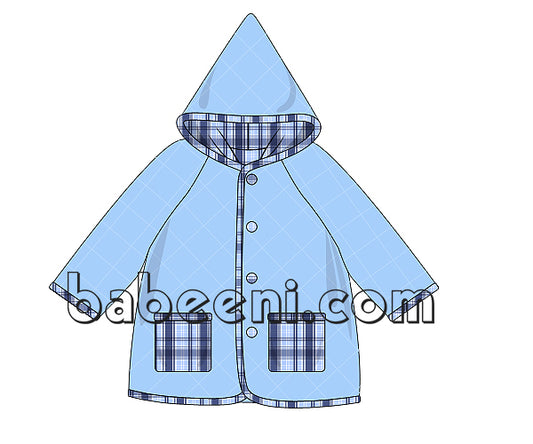 Nice blue quilted hooded coat for baby - QC 12