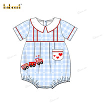 Boy Applique Train Bubble Valentine Theme In Blue - BC1200