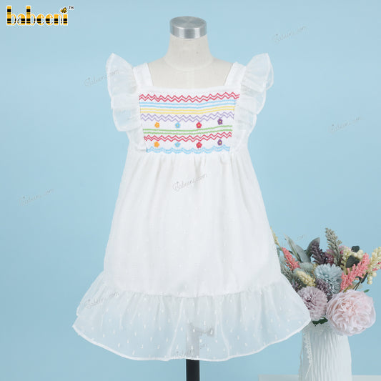 Girl Hand Smocked Colorful Detail - DR3815