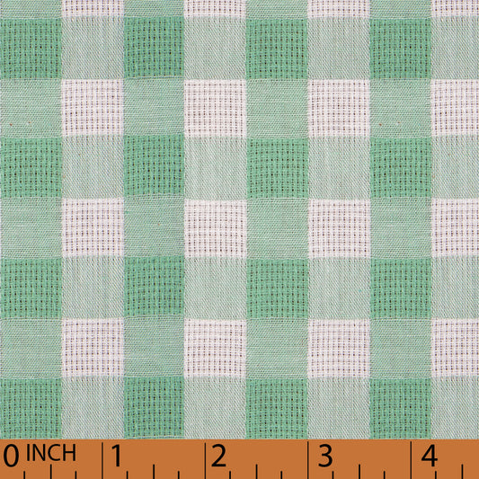 O23- Mint check linen fabric