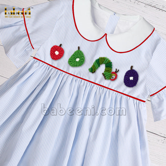 Elegant little girl bookworm crochet dress -DR 3203