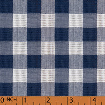 O21- Navy check linen fabric