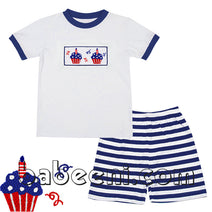 Cupcake smocked knit outfit for Independence day- BC 534