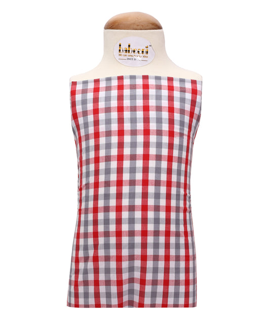 M75- Red, Gray and white plaid fabric
