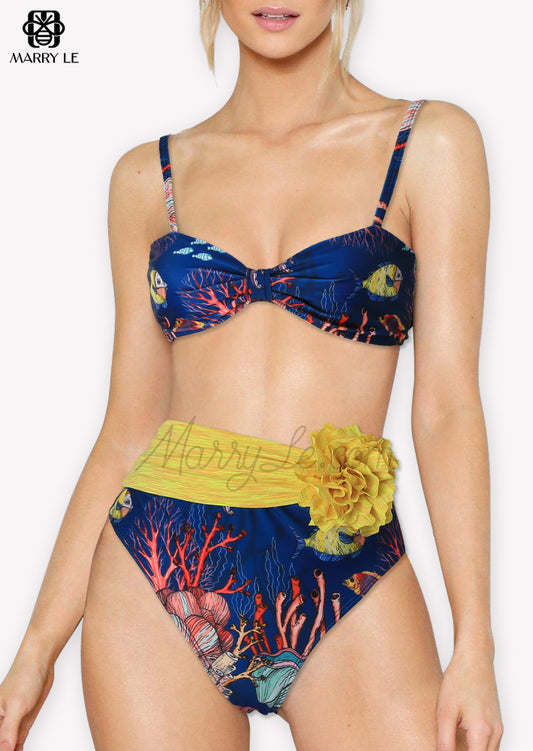 LOVELY FLOWERS OCEAN WOMEN SWIMWEAR - MD 65