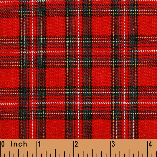 T05- Red, yellow, black, white Tartan fabric