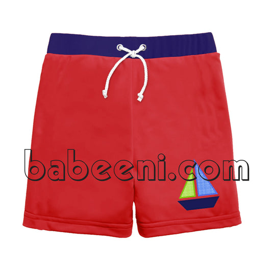 Nice sailboat applique swim trunk for little boys - SW 310