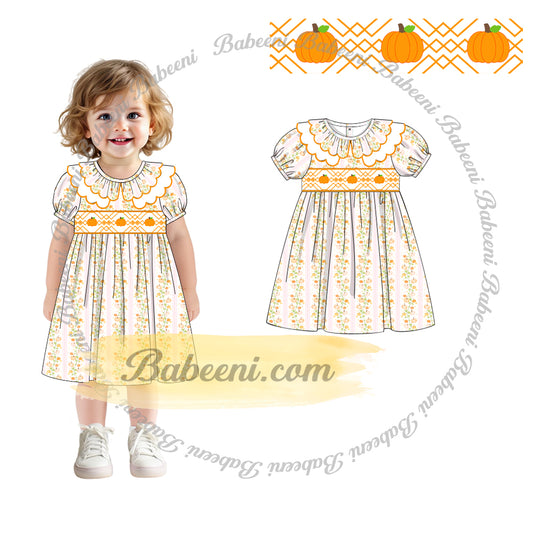 Autumn Sunflower Hand-Smocked Dress – DR4399