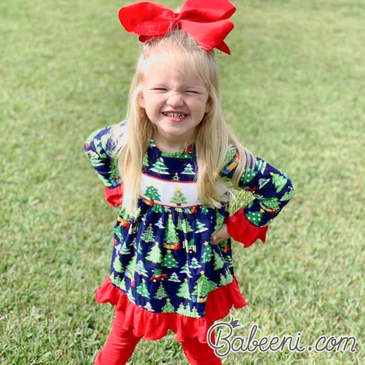 Lovely baby in Christmas smocked clothing