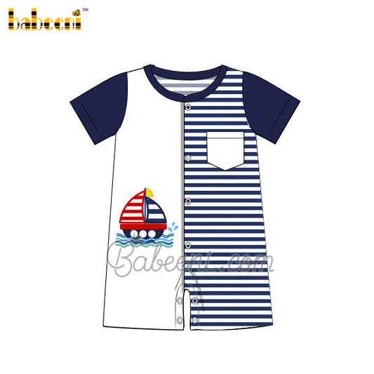 Nice boat applique boy shortall – BC 1049