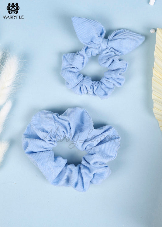 BLUE CORDUROY SCRUNCHIES - MD359