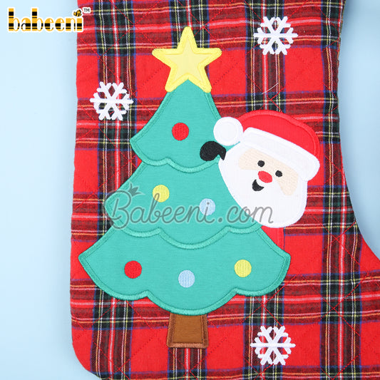 Santa applique stockings with name monogram - CO 37